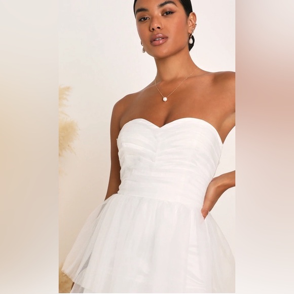 White Strapless Dress - Picture 4 of 6